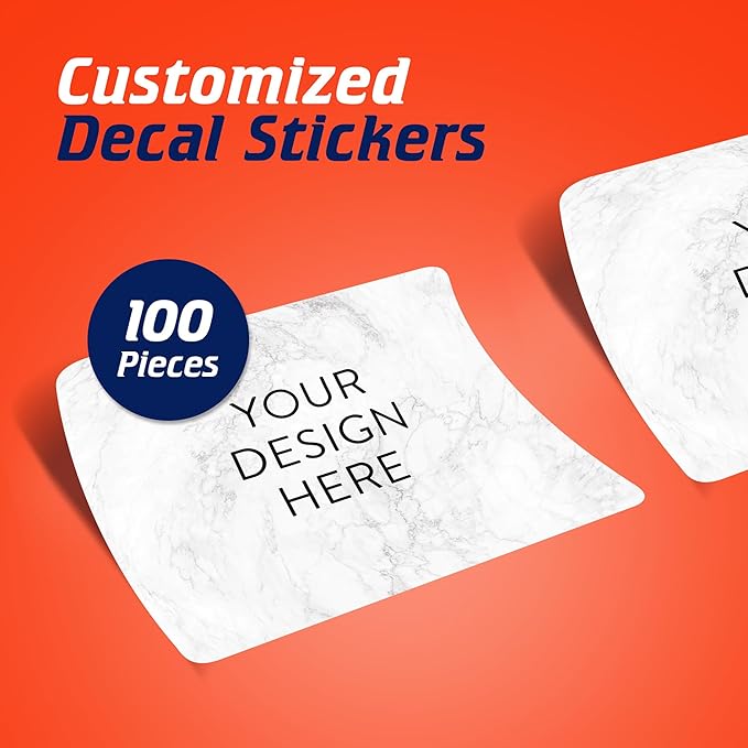 100 Custom Vinyl Stickers - Upload Your own Image, Text, Design, Logo - Personalized Logo Labels for Handmade, Packaging, Bottle, Jars, Candle, Brand Stickers (Silver Marble, 5x3)