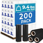 Rosmonde Bulk Plastic Wrap For Moving, 200 Rolls, 80 Gauge Thick Black Industrial Shrink Wrap Roll, True 18" x 1500 ft Stretch Wrap, 3" Core, Black Stretch Film Roll for Warehouses, Moving & Packaging