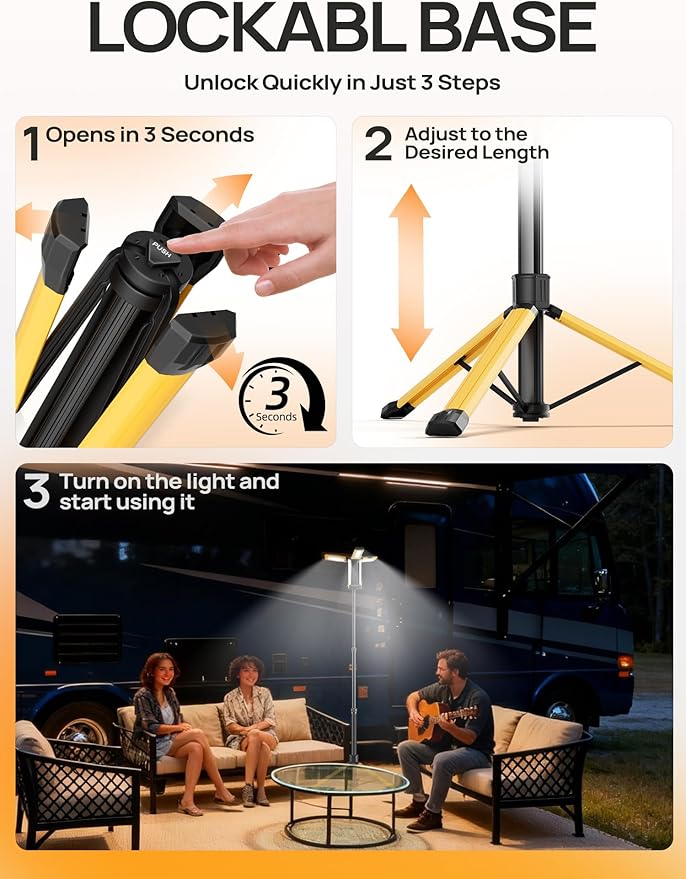 10000mAh Rechargeable LED Work Light with Stand, 3200 Lumens 4.8ft Telescoping Tripod, 2 Detachable Magnetic Lamp Panels, Cordless Garage Workshop Light for Car Repair Inspection Jobsite