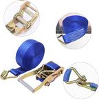 2PACK Ratchet Straps Heavy Duty, 8000 LBS Break Strength Ratchet Strap Tie Down, 2” x 27ft Blue Tie-Down Ratcheting Cargo Truck Straps with Durable Double J Hook for for Truck (Blue, 2IN X 27FT)