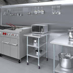 AmGood Stainless Steel Work Table with 2 Shelves and Casters (Stainless Steel Work Table with 2 Shelves + Casters, 24" Long x 30" Deep)