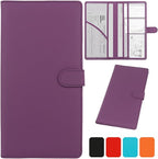 Car Registration and Insurance Holder, Leather Magnetic Shut Vehicle Glove Box Organizer for Document, Card, Driver License, Purple