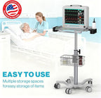 Medical Mobile Trolley Cart with Wheels - Height Adjustable Stainless Steel Dental Cart Rolling Desktop with 16.5"× 16.5" Large Tabletop for Dental Offices, Hospitals, Labs