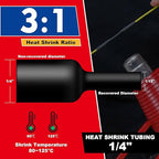 1/4" Heat Shrink Tubing, 65FT Marine Grade 3:1 Shrink Ratio Shrink tubing, Adhesive Lined Heat Shrink Tube, 1/4 Waterproof Shrink Tube for Wires Home Automotive-Black