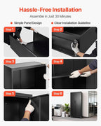 VEVOR Metal Storage Cabinet, 72.6 in Rolling Steel Garage Cabinet with 4 Adjustable Shelves, 2 Magnetic Doors & 2 Keys, 5 Tiers Lockable Tool Storage for Pantry, Warehouse, Basement, Office, Black