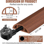 Floor Cord Cover Self Adhesive Cord Hider,10FT Cable Management, Extension Strip Protector for Wires, Prevent Cable Trips for Offices, Gyms, Exhibitions Cavity:0.39"(W) x 0.27"(H) Wood Red Teak