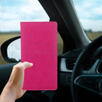 Car Registration and Insurance Holder, Premium Pu Leather Vehicle Glove Box Organizer - for Driver License, Cards & Essential Documents (L-Rose Red)