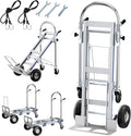 Aluminum Hand Truck, 3 in 1 Convertible Hand Truck Dolly 1000 Lbs Capacity, Pneumatic Wheels - Collapsible Heavy Duty Cart for Efficient Storage, Suit for Moving in Supermarket, Garden, Grass, Yard