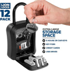 Key Lock Box for Keys with Code (12 Pack) 4 Digit Combination Lockbox for Keys Outdoor, Portable, Waterproof, Realtor Lock Box, Black