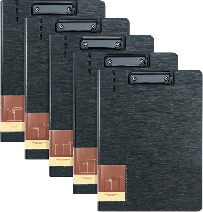 A4 Clipboard Folder,5 Pack Foldable Clipboards with Cover,Clip Board for Office School Business Classroom(Black)