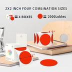 Easy to Use 2 Inch Round Red Color - Coding Stickers, 4 Rolls 2000 PCS Multipurpose Strong Adhesive Labels for Office,Inventory, Organizing
