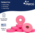 Perco Fuorescent Pink Pricing Labels for Monarch 1136 Price Gun – 3 Sleeves, 24 Rolls Value Pack - 42,000 Price Marking Labels – with Ink Rolls Included