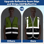 BeautyWill 10/20 Pack Custom Logo Safety Vest,Bulk High Visibility Class 2 Reflective Work Vests