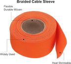 MECCANIXITY Braided Cable Sleeves Heat Shrinkable Fabric Sleeving, 1 9/16" 26ft Orange 2:1 Ratio Heat Shrinkable Cord Protector for Harness Cable, Network Cable Protection, Cable Management