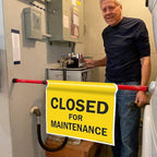 SmartSign 3-Pack 'Closed For Maintenance' Hanging Doorway Barricade Sign, Spring-loaded Adjustable Twist-To-Tighten Aluminum Pole & 11.25" x 18" Vinyl Safety Sign Kit, USA-Made
