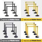 6 Pack Premium Crowd Control Stanchion Set, 40" H Delineator Post with 10' Feet Retractable Belt, Heavy-Duty Base, Safety Rope Barriers for Traffic Queue (Water Filled Base, Yellow)