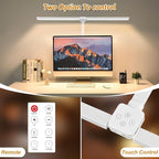 LED Desk Lamp for Office Dorm Home - Eye Caring Desk Light with Timer, Remote Control 24W Brightest Dual Screen Computer Monitor Gooseneck Dimmable Table lamp with Anti-Glare Cover Base