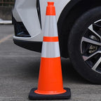OrangeStar 28 Inch Orange Traffic Cones 8-Pack, Heavy Duty PVC Safety Cones with 2 Reflective Collars, Weighted Base for Highway, Roadwork, Construction, Warehouse Safety, Parking Lots