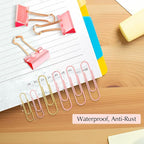 Cute Paper Clips Binder Clips Combo Set, 165 Psc, Assorted Size Paper Clips for Office, Cute Office Supplies Set, Pink
