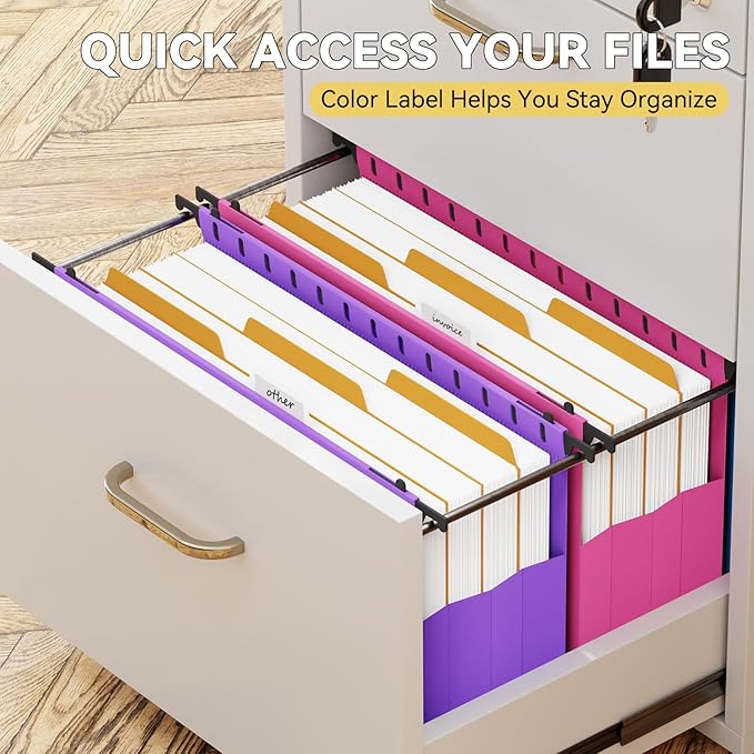 Expandable Legal Size Hanging Folders Extra Capacity,Reinforced 4" Filing Folder Expanding Pocket,6 Pack Plastic Legal Hanging Files for Filing Cabinet,Sturdy Hang Folder with Tabs,Colorful