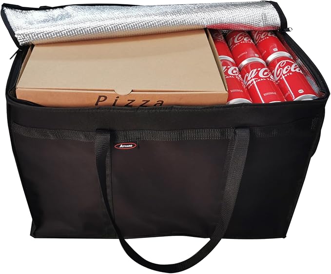 ATYARD Insulated Pizza Delivery Bag, 23" x 14" x 15" Pizza Warmer Bags for Carry Hot, Insulated Food Delivery Bag, Insulated Grocery Bags, Black, 1-Pack