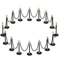 16pcs Sturdy Stanchion Posts, 16pcs High Quality Black Velvet Ropes, Water/Sand/Concrete Fillable Leakproof Base, Crowd Control Barriers for Birthday, Prom, Business, Wedding, Red Carpet