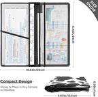 xigua Cow Print Car Registration and Insurance Holder,Leather Registration and Insurance Card Holder Vehicle Glove Box Organizer for Documents, Driver License and Cards 1