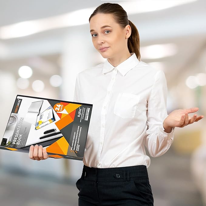 PERFORMORE Presentation Folder, 24 Pocket Presentation Display Book (Black) with Plastic Sleeves, 48 Pages Capacity for 8.5" X 11" Sheet Size Paper, Portfolio and Sheet Protector Binder (2)