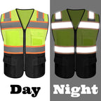 Safety Vest Reflective High Visibility with 5 Pockets ＆Zipper Class 2 Adult Unisex Construction Security Workwear