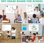 H-Qprobd 4' x 3' Whiteboard Dry Erase White Board for Wall 48x36 (2pcs) Magnetic Boards for Office Classroom & Home, Small Wall Whiteboard Including 6 Markers, 20 Magnets, 2 Erasers
