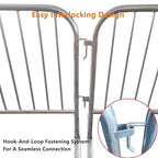2 Pack 8.5 Ft Steel Crowd Control Heavy Duty Interlocking Steel Safety Barriers Barricade Fence Frame Guard for Events Road Traffic Control, Galvanized Silver