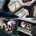 Car Registration and Insurance Holder, Leather Car Glove Box Organizer, Cool Car Accessories for ID, Driver's License Cards & Essential Document,business cards,Men&Women,Skull Flower