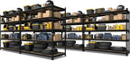 PrimeZone 48" x 24" x 72" Heavy Duty 5 Tier Adjustable Garage Storage Shelving, Metal Utility Rack Shelf Unit for Warehouse Pantry Closet Kitchen, Black, 5 Pack