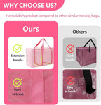 Moving Bags Heavy Duty Extra Large, Moving Boxes, Moving Supplies Essentials,Storage Bins with Lids, Plastic Packing Totes, Storage Bags for Clothes with Handles & Zippers(Pink, 4 Pack)