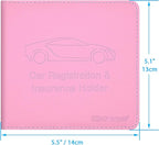 Wisdompro Small Car Registration and Insurance Documents Holder - Premium PU Leather Vehicle Glove Box Paperwork Wallet Case Organizer for ID, Driver's License, Key Contact Information Cards