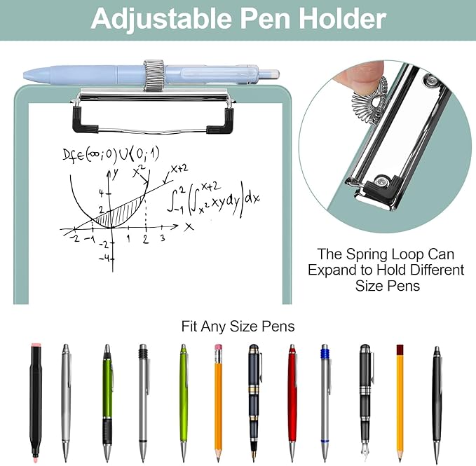 Small Clipboard with Storage, A5 Clipboards with Pen Holder, Half Letter Clip Boards 6x9 Mini Plastic Clipboard with Low Profile Clip for Classroom, School, Office Supplies (Grey Green)