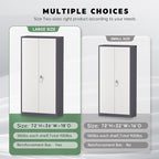 Greenvelly Metal Garage Storage Cabinet, Tall Locking Storage Cabinet with 2 Doors and 4 Adjustable Shelves, Steel Tool Cabinet, Lockable Filling Cabinet for Home, Office, Garage, School (Gray White)