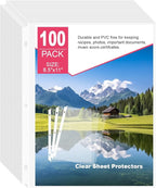 100-Pack Heavy Duty 8.5"x11" Sheet Protectors - Top-Loading Acid-Free & Waterproof for Photos, Certificates, School, Office, Legal Documents, Medical Records, Teachers, Artists (100)