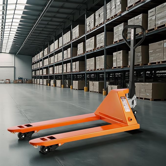 VEVOR Pallet Jack, 6600 lbs Load Capacity, Manual Pallet Truck with 48L x 27W Inch Forks for Material Handling, 3.35-7.1 Inch Fork Lift Height Range, Suitable for Warehouse, Supermarket, Manufacturing