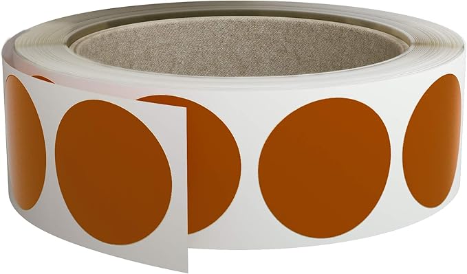 Royal Green Colored Label Dot Stickers for Inventory and Labeling - 25mm/1 Inch Round Sticker in Brown (1Roll - 600 Pack)