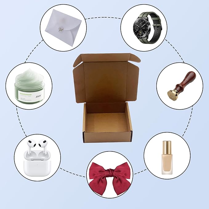 5x5x1.5 inch Small Shipping Boxes 50 Pack, Brown Corrugated Cardboard Mailer Boxes Bulk for Packaging Business Mailing Gift，Mini Mailer Boxes for Packaging Supplies Business Present