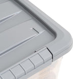 Amazon Basics Plastic Storage Containers with Secure Latching Lids, Stackable Organization Bins, Clear/Grey, 12 Quart, Set of 6