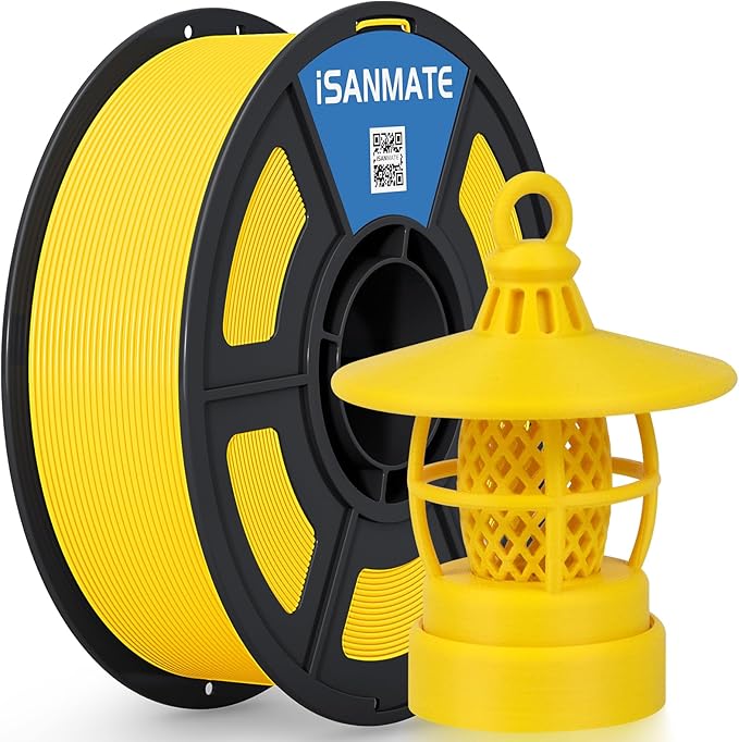 iSANMATE ASA Filament 1.75mm Yellow 1KG, UV & Weather Resistant 3D Printer Filament Perfect for Outdoor Functional Parts, Dimensional Accuracy +/- 0.02mm, 1kg Spool (2.2lbs)