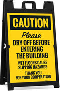 Caution Please Dry Off Wet Floor Sidewalk Sign Kit, 24x36 Inches, With A Frame Stand, Made in USA