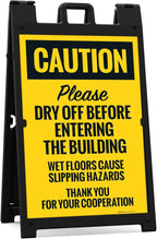 Caution Please Dry Off Wet Floor Sidewalk Sign Kit, 24x36 Inches, With A Frame Stand, Made in USA