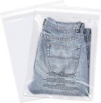 iMailer - 200 Count - 13" x 15" Clear Plastic Poly Bags with Suffocation Warning for Clothing, T-Shirts, Pants-Resealable Adhesive,Not Strong