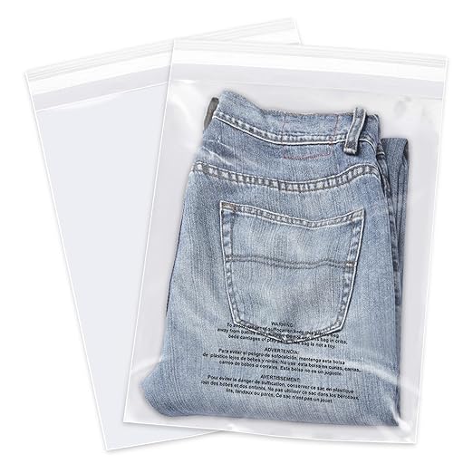 iMailer - 100 Count - 10" x 13" Clear Poly Bags with Suffocation Warning Bags for Prints, Photos, Documents, Clothing, T-Shirt - Resealable Adhesive