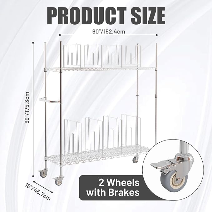 Commercial Wire Carton Cart, 60" x 18" x 69", 2-Tier Wire Carton Stand Unit, 400Lb Floor-Standing Storage Cart with Wheels & Handle, Box Rack for Home Supermarket Warehouse
