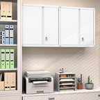 GREATMEET Metal Wall Cabinet, Wall Mounted Storage Cabinet with Lock for Garage Storage, White Floating Cabinet with Doors and Adjustable Shelf for Utility Room
