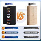 Metal Storage Cabinet, 71 Inch Tall Metal Storage Cabinet with Doors and Shelves, Pantry Cabinets for Kitchen Storage, Garage Cabinet for Living, Dining Room, Assemble Required